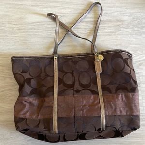 Coach brown/copper canvas tote